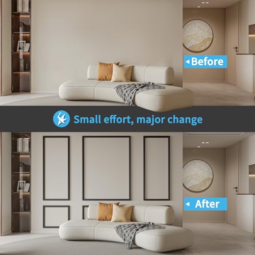 Art3d Pre-Cut Wall Molding Set of 6 pcs, 3 Top 3 Bottom, Black - color: Black: Style 1