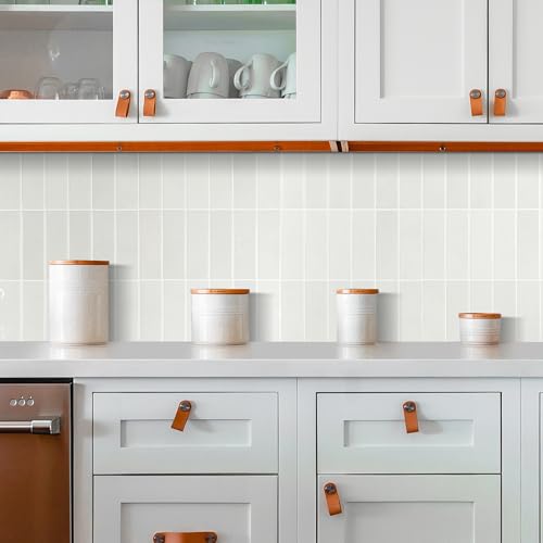Alwayspon 12×12inch×10Pcs 2.5mm Thick Version Ivory White Marble Style 3D Vinyl Backsplash Tiles, Self-Adhesive Peel and Stick Wall Tile Stickers Stick on Subway Tiles for Kitchen Bathroom Wall - color: Ivory White