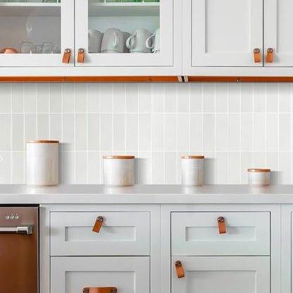 Alwayspon 12×12inch×10Pcs 2.5mm Thick Version Ivory White Marble Style 3D Vinyl Backsplash Tiles, Self-Adhesive Peel and Stick Wall Tile Stickers Stick on Subway Tiles for Kitchen Bathroom Wall - color: Ivory White