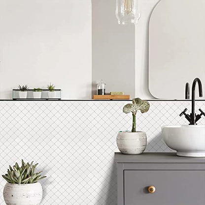 STICKGOO Arabesque Peel and Stick Backsplash Tile for Kitchen, White - color: White