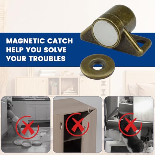 5 Pack Magnetic Cabinet Door Catch with Magnets, Cabinet Latch