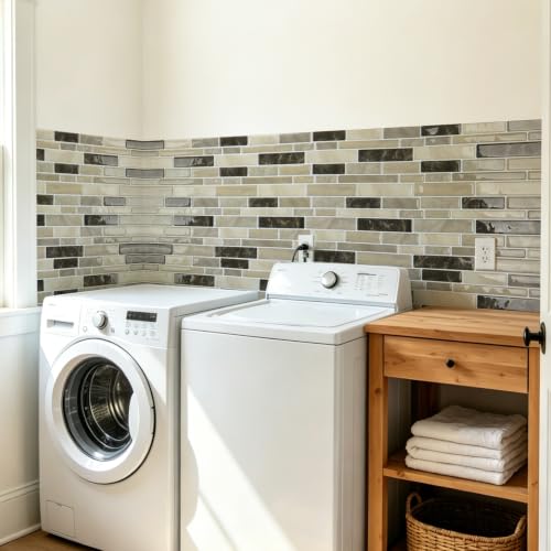 Art3d Linear Subway Design Peel and Stick Backsplash, 20-Sheet, Light Brown - color: Light Brown