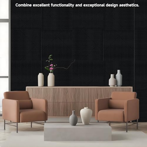 TO-TH Sound Proofing Panels Peel and Stick Acoustic Wall Panel 6Pack, Black - color: Black