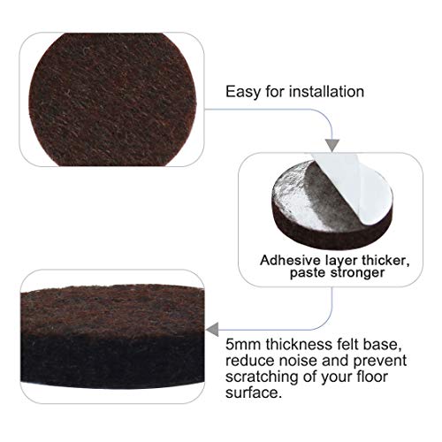 uxcell 70pcs Furniture Pads Round 3/4" Self-stick Non-slip Anti-scratch Felt Pads Floors Protector Dark Brown - size: 19 x 5mm