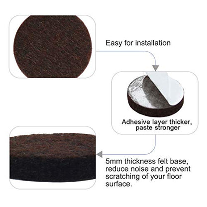 uxcell 70pcs Furniture Pads Round 3/4" Self-stick Non-slip Anti-scratch Felt Pads Floors Protector Dark Brown - size: 19 x 5mm