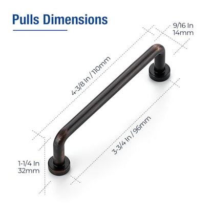 Oil Rubbed Bronze Cabinet Pulls Cabinet Handles, 3-3/4 Inch, 10 Pack - color: Oil Rubbed Bronze, size: 3-3/4 Inch Hole Center