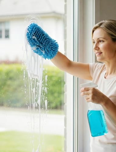 NiHome 4 Pairs Microfiber Cleaning Gloves, Dusting for Blinds, Reusable