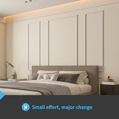 Art3d Pre-Cut Wall Molding Set, Ready-to-Assemble Panels, 3 Top 3 Bottom - color: White: Style 2
