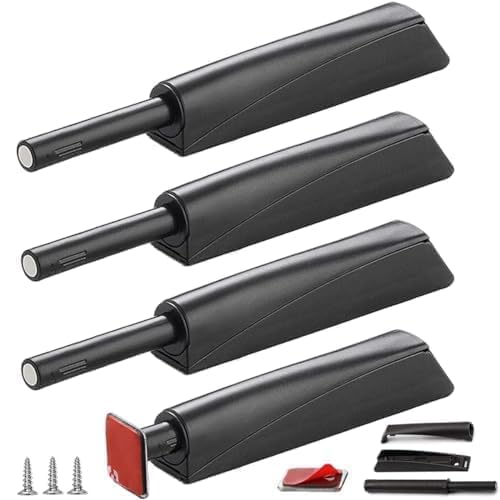 Push to Open Door Latch Cabinet Hardware CBRIVE 4 Pack Magnetic Push Latches & Lock for Hidden Door Push Release Drawer Pull Tip on Closet Locking Strong Pop Out, Black - color: Black, size: 4 Pack