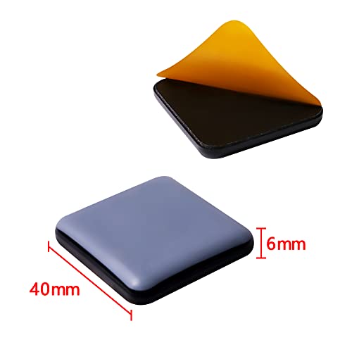 Furniture Sliders for Carpet and Hardwood Floors, Adhesive Glides, Self-Stick PTFE (Teflon) Pads, Square 40mm, 8 Pack, Dusty Blue - size: square40mm
