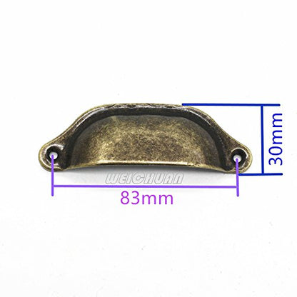 Vintage Cup Pulls Apothecary Drawer Pulls Cabinet Bureau Handles, 20-Pack