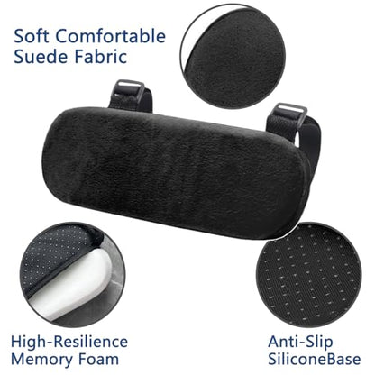Office Chair Armrest Covers – Memory Foam Armrest Pads Ergonomic Forearm Support Pillow with Non-Slip Cushion for Office Chairs Gaming Chairs Wheelchairs (Black, Set of 2)
