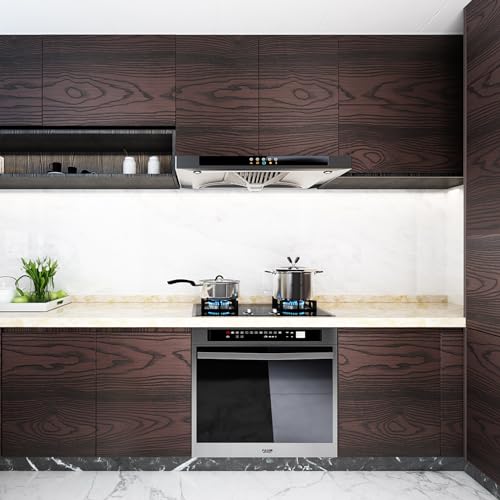 Livelynine 36 X197 Inch Black Brown Peel and Stick Countertops Wood Contact Paper Waterproof Kitchen Vinyl Wrap for Table Desk Cabinet Renter Friendly Countertop Cover Self Adhesive Counter Top Covers - color: Brown Wood, size: 36" x 197"