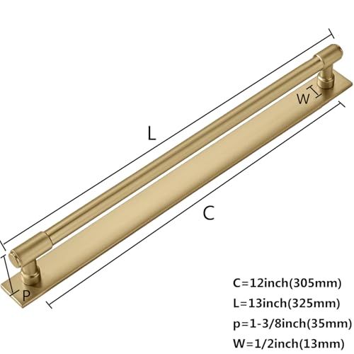 khtumeware 5 Pack 12 Inch(305 mm) Center to Center Brushed Gold Cabinet Pull Backplate with Base Plate Zinc Solid Brushed Brass Kitchen Cabinet Handles Drawer Pulls Cabinet Hardware - color: Brushed Brass, size: 12"(305mm) Hole Center
