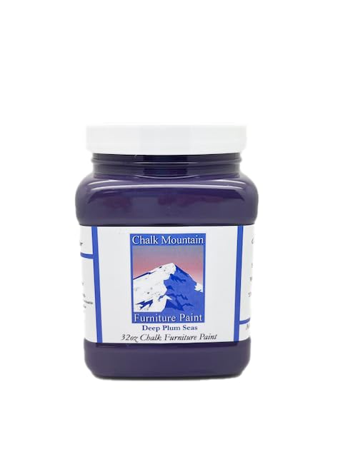 Chalk Style All-in-One Paint: Eco-friendly, matte finish for furniture, home decor, cabinets, and crafts. Low voc and odor. 32oz #43 Deep Plum Seas