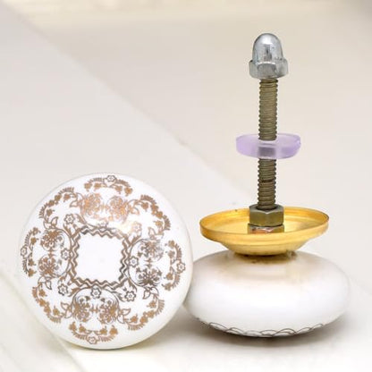 Indian Shelf Ceramic Gold Drawer Knobs for Cabinet Dresser-6 - color: Golden Style 2, size: 6 Knobs