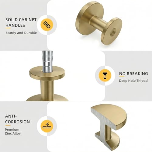 Goldenwarm 10 Pack Champagne Bronze Cabinet Knobs Round Bronze Drawer Knobs - color: Champagne Bronze, size: Single Hole Center