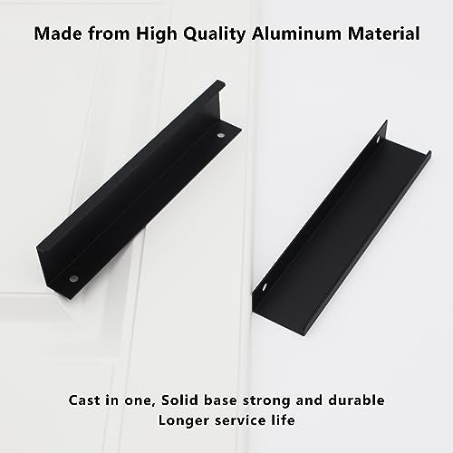 12 Pack Matte Black Edge Cabinet Pulls, Finger Pulls for Cabinets - color: Black-12Pack, size: 5.9in(150mm) Overall Length