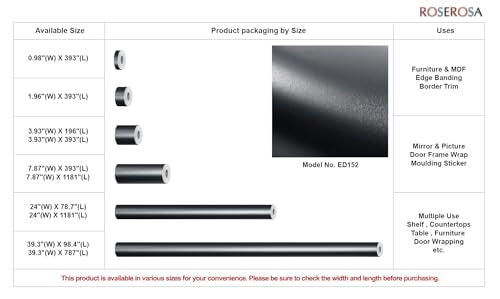 ROSEROSA Peel and Stick Brushed Faux Metal Architectural Film Self-Adhesive Vinyl Film Wallpaper Door Wrap Counter Top Border Mirror Molding Trim ED152 - size: 39.3"(W) X 98.4"(L)