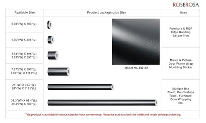 ROSEROSA Peel and Stick Brushed Faux Metal Architectural Film Self-Adhesive Vinyl Film Wallpaper Door Wrap Counter Top Border Mirror Molding Trim ED152 - size: 39.3"(W) X 98.4"(L)