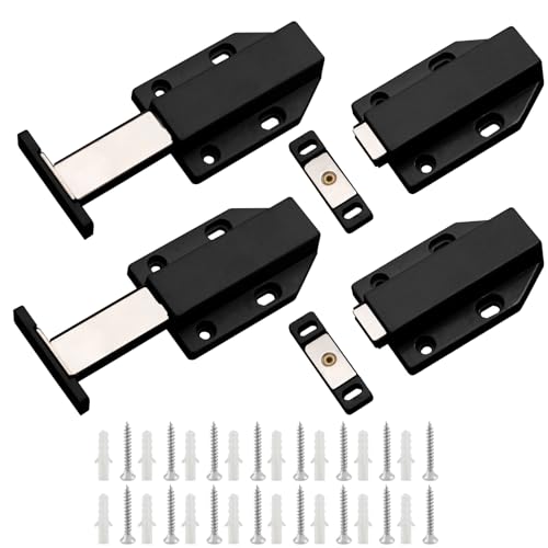 Magnetic Push Latch, Black, 4 Pack - color: Black, size: 4 Pack, Black