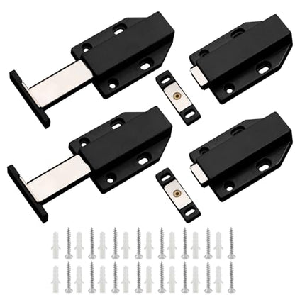Magnetic Push Latch, Black, 4 Pack - color: Black, size: 4 Pack, Black