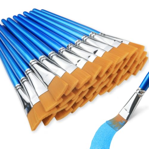 1 Inch Flat Paint Brushes, 40 Bulk Craft Acrylic Paint Brush for Classroom