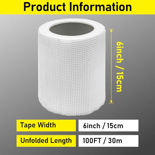 6" 100 Feet Drywall Joint Tape, Self-Adhesive Fiberglass Mesh Tape - size: 6" x 100ft