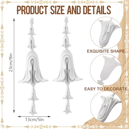 2 PCS Baroque Style Flower Carved Onlay Applique White PVC Appliques for Furniture Decorative 3D Symmetrical Furniture Decorative for Cabinets Dressers Mirrors DIY Home(Bellflower) - style: Bellflower
