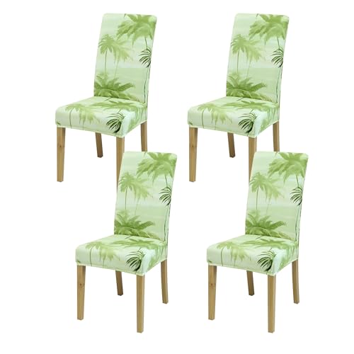 Dining Chair Covers, Dining Room Chair Cover Set of 4 - color: Summer Palm, size: 4