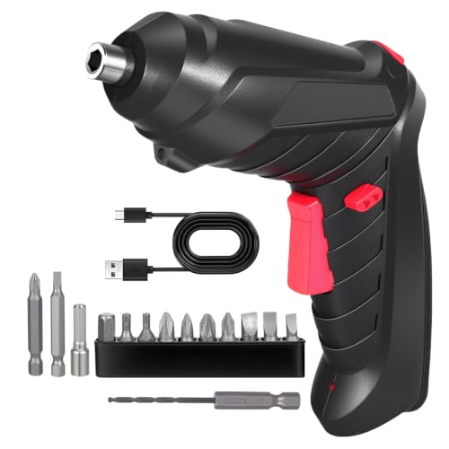 Rechargeable Cordless Screwdriver with Led Light Compact 6.7In