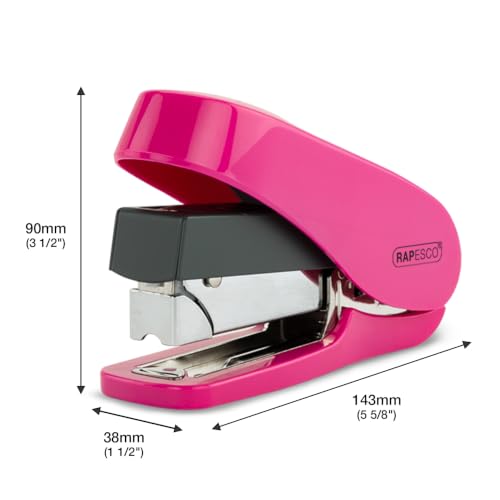 Rapesco 1468 Luna Less Effort Stapler, 50 Sheet Capacity, Hot Pink - style: Compact, Ergonomic