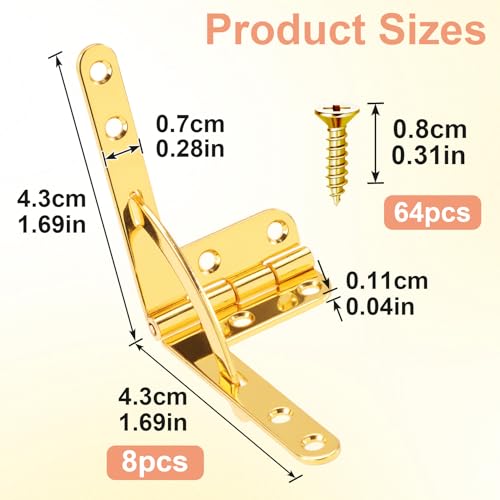 Joez Wonderful 8pcs Box Hinge Cigar Case, 1.69x1.69in, Gold