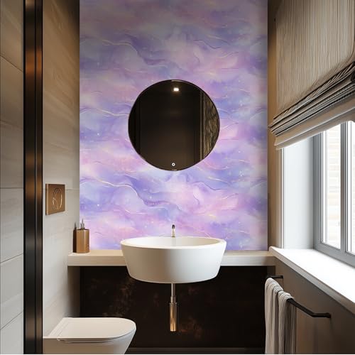 HOMETITUTE Glossy Purple Marble Gold Vein Peel Stick 15.7x39.4 Vinyl Decor - color: Wallpaper#4