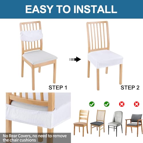 Smiry Waterproof Seat Covers for Dining Room Chairs, Set of 4 - color: White, size: Set of 4