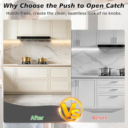 Magnetic Push Latch,Double Push to Open Cabinet Door Touch Latches,2 Pack - color: White