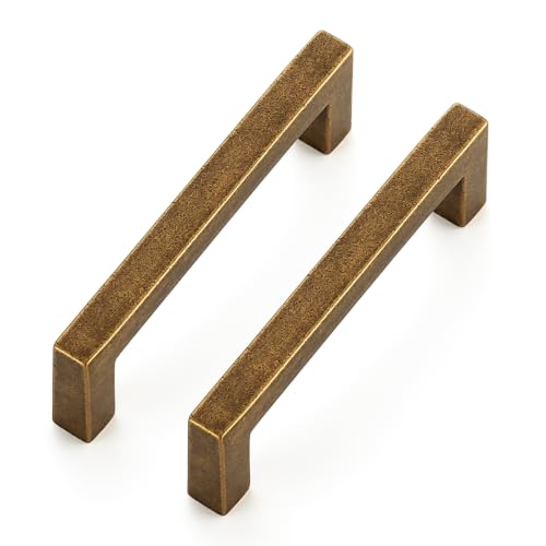 Ravinte Antique Brass Cabinet Handles Solid Cabinet Pulls 3 Inch CC, 5 Pack - color: Antique Brass, size: Flat Black 3'' Hole Center