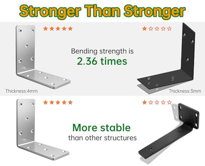 5" X 5" X 2.5" Heavy Duty L Brackets for Wood (4 PCS), L-Shaped Corner Brackets for Shelving and Furniture , Silver - size: 5x5x2.5” ( 4 Pack)