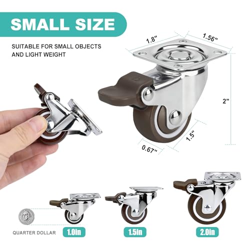 1.5 Inch Caster Wheels for Furniture Silent Bearing Swivel Casters Set of 4 - style: 1.5 Inch
