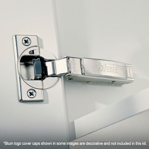 Blum Clip top BLUMOTION Hinge Kit (2 Kits), Full Overlay, 110° Opening Angle, Steel, Soft Close Euro-Style Hinges with Clip Mounting Plate for Frameless Cabinets - size: 2 Kits