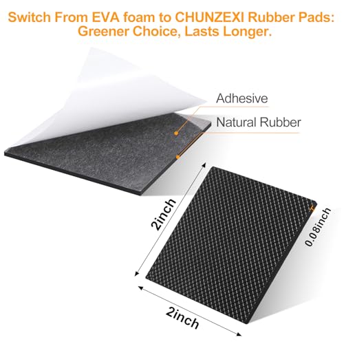 CHUNZEXI 16 Pack 2 Inch Non Slip Furniture Pads, Square Adhesive Rubber - size: 2 inch 16 Square