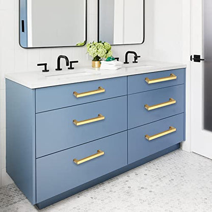 Cabinet Pulls Gold Cabinet Handles Square Drawer Pulls, 30 Pack 6-1/4 Inch Stainless Steel Kitchen Door Cupboard Cabinet Handles, Drawer Hardware Handles, 160mm Hole Centers - color: Gold, size: Two Hole - 6-1/4 inch Hole Centers(160mm)