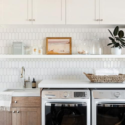Vamos Tile Thicker Peel and Stick Backsplash Tile, White,10-Sheet - color: White with Grey Grout