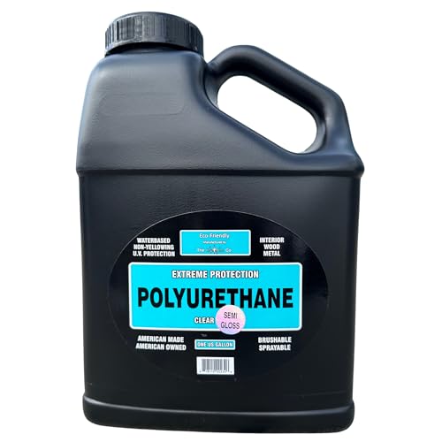 CrystaLac Extreme Protection Water Based Polyurethane (Semi Gloss, Gallon): Self Leveling, Non Yellowing, Brush or Spray, UV Protection, Low Odor, Water Clean Up, Durable & Scratch Resistant. - color: Semi-Gloss, size: Gallon