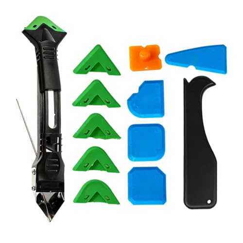 5-in-1 Caulking Tool Kit – Silicone Caulk Finisher, Remover & Grout Scraper with 5 Interchangeable Pads – Sealant Smoothing, Adhesive Removal for Kitchen, Bathroom, Windows, Tiles