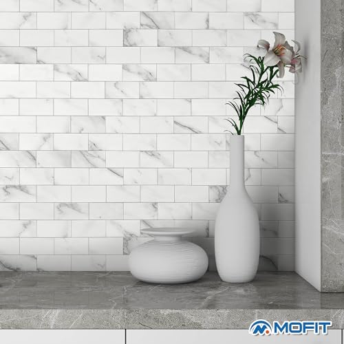 Subway Tile Peel and Stick Kitchen Backsplash White 10pcs - color: White