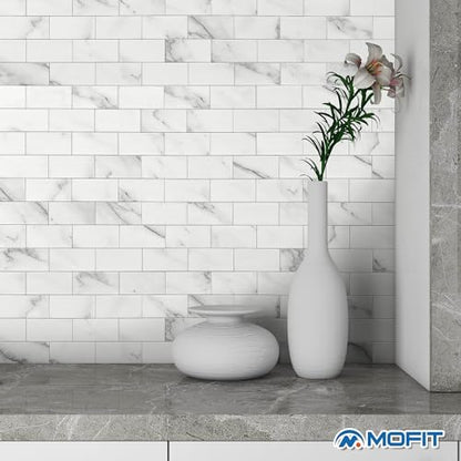 Subway Tile Peel and Stick Kitchen Backsplash White 10pcs - color: White