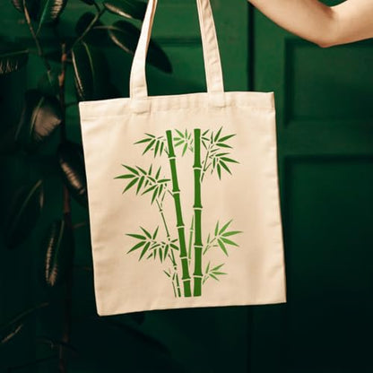 FINGERINSPIRE 4Pcs Bamboo Painting Stencil with Paintbrush 11.7x8.3inch Bamboo Leaves Pattern Painting Stencil Oriental Plant Leaves Stencils Reusable PET DIY Drawing Template for DIY Craft Home Decor - style: Bamboo