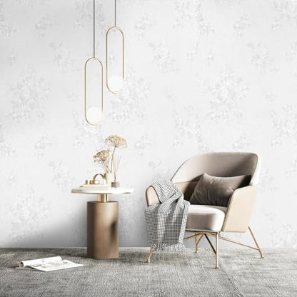 White Embossed Peel and Stick Wallpaper Textured Floral Contact Paper - color: White, size: 17.7" x 394"