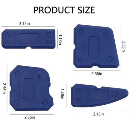 4Pcs Caulking Tools Kit, Silicone Joint Finishing Tools for Bathroom and Kitchen, Blue